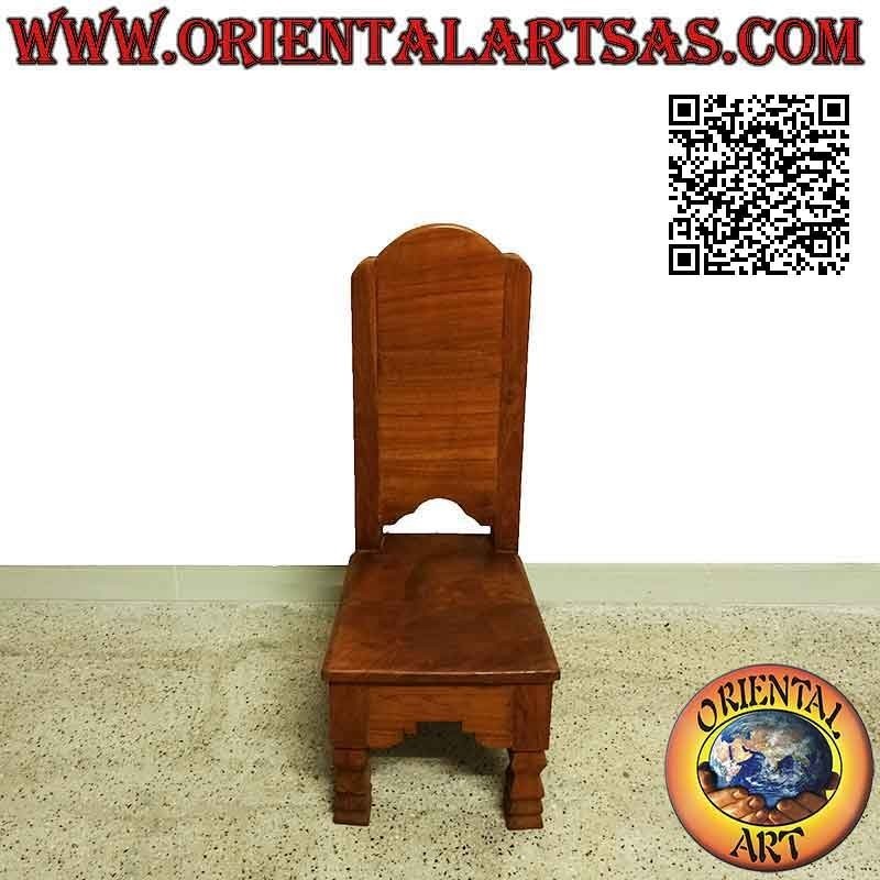 Sedia bimbo a schienale alto liscio in legno di teak