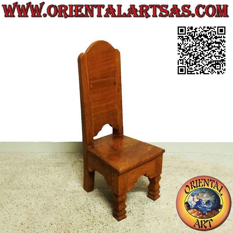 Chaise bébé à dossier haut lisse en bois de teck