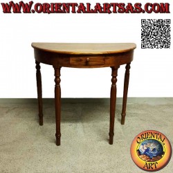 Halbmond Konsolentisch Teak Massivholz 80x90x45 cm - Handgefertigtes Möbel Oriental Art