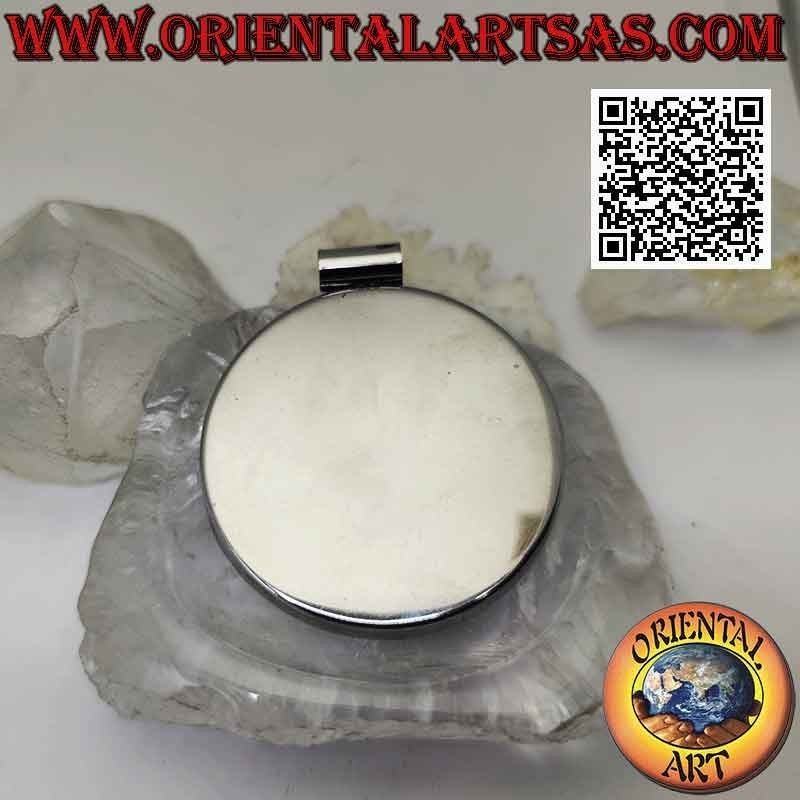 Pendentif médaillon rond en métal hypoallergénique avec mosaïque de nacre