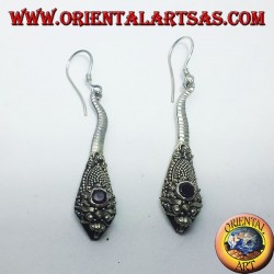 Boucles d'oreilles argent cobra main avec grenat