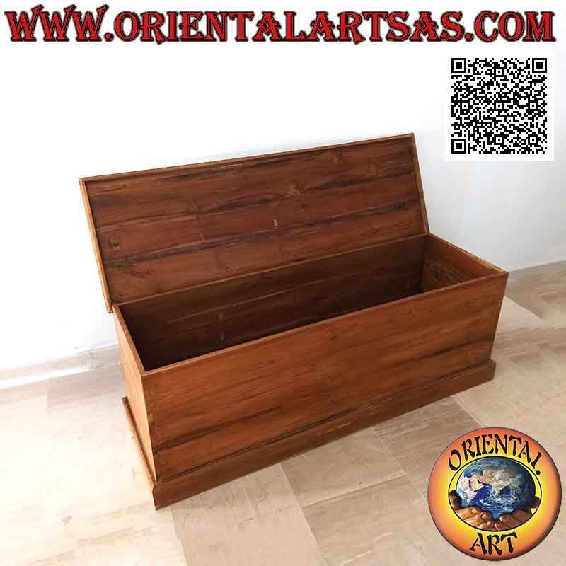 Cassapanca lineare rettangolare classica lunga in legno di teak (colore naturale)