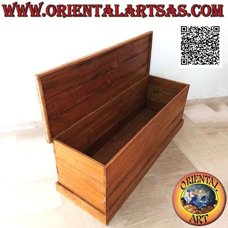 Cassapanca lineare rettangolare classica lunga in legno di teak (colore naturale)