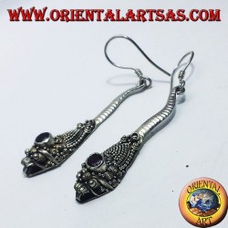 Boucles d'oreilles argent cobra main avec grenat