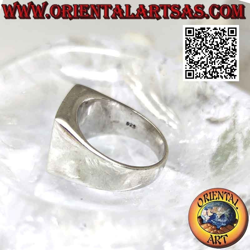 Bague argent lisse avec onyx carré affleurant 13x13 mm (épais)