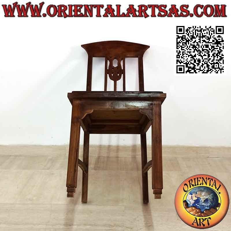 Silla étnica "Java" con decoración calada en el respaldo, en madera de teca