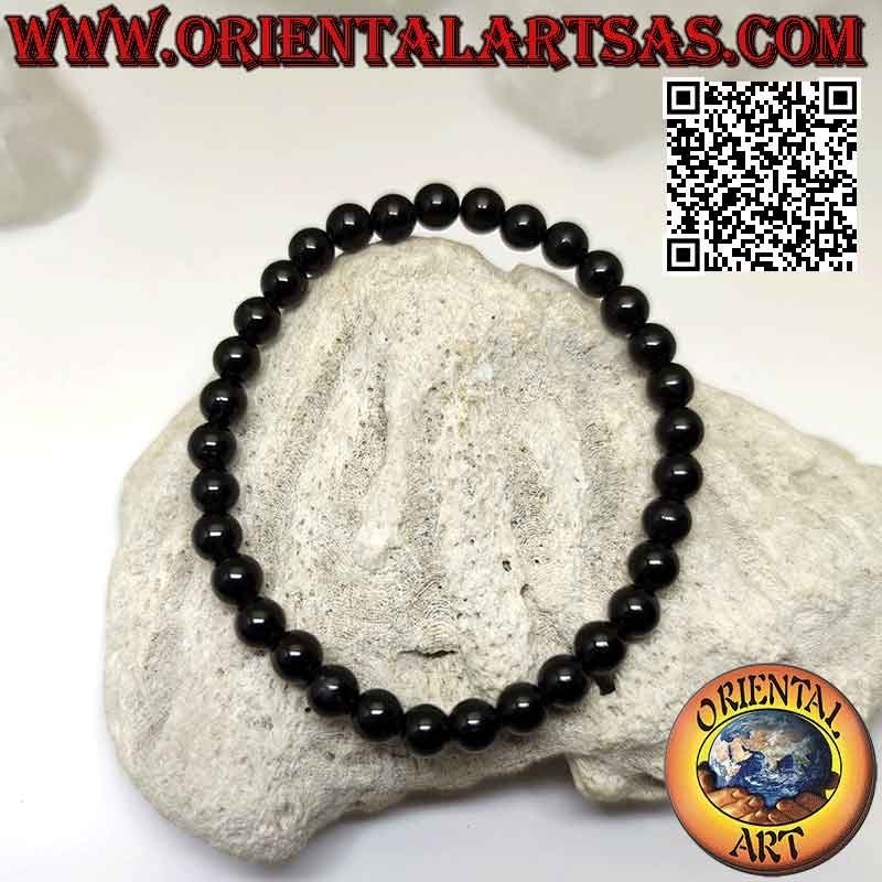 Bracciale Tormalina Nera Naturale 6mm Elastico | Protezione