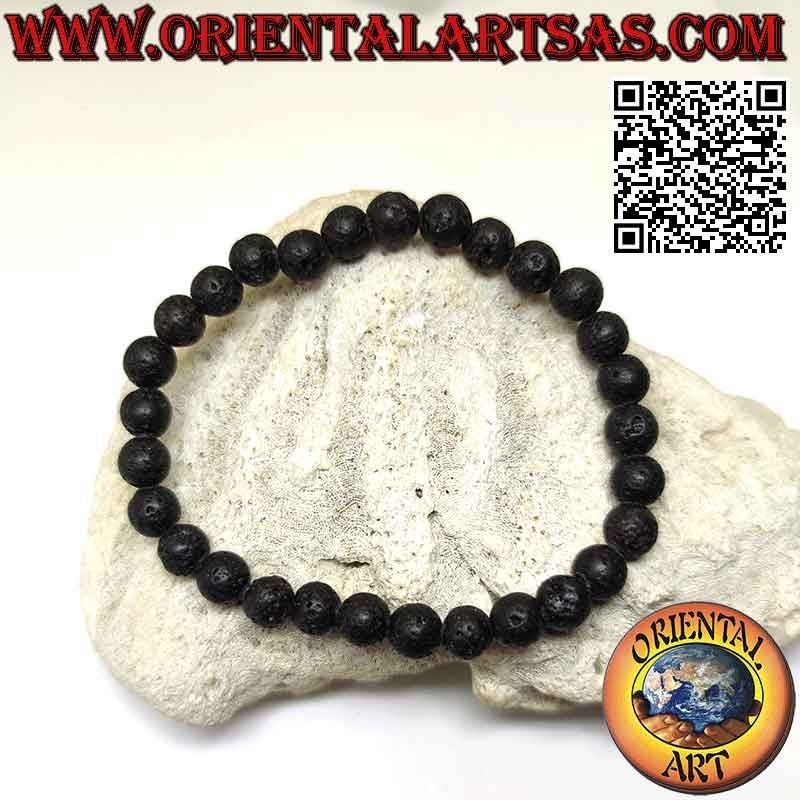 Bracelet Pierre de Lave Naturelle 7mm Élastique