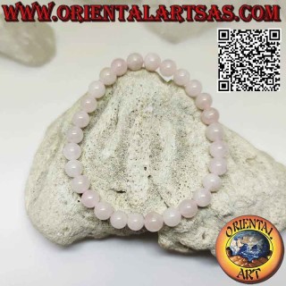 Bracciale Quarzo Rosa Naturale 6mm Elastico | Amore & Armonia