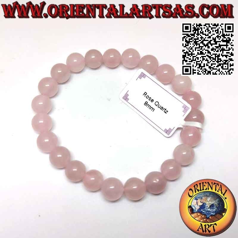 Bracciale Quarzo Rosa Naturale 8mm Elastico – Amore & Benessere