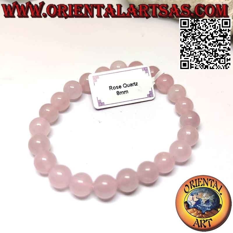 Bracciale Quarzo Rosa Naturale 8mm Elastico – Amore & Benessere