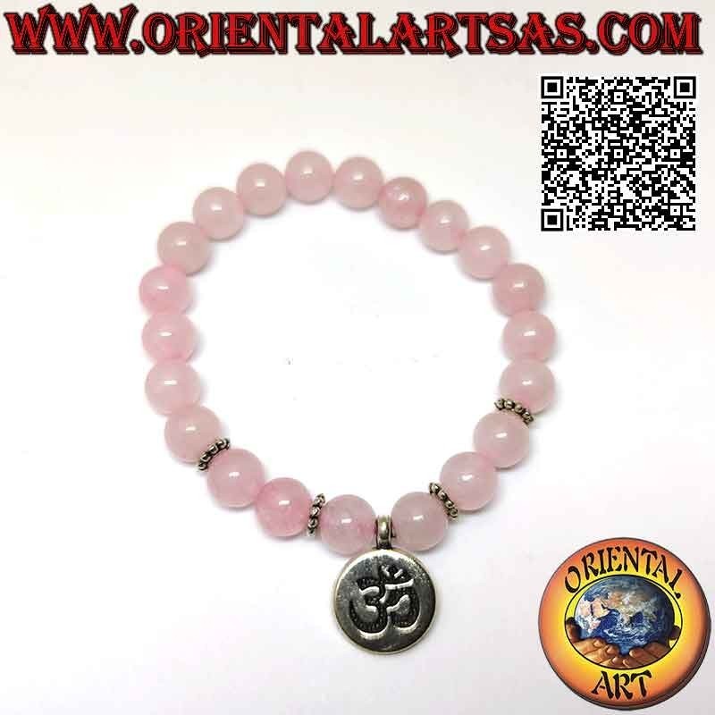Rosenquarz Armband mit Om Anhänger | Natur & Spiritueller Schmuck