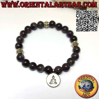 Bracelet Améthyste Naturelle 8mm | Pendentif Bouddha Élastique