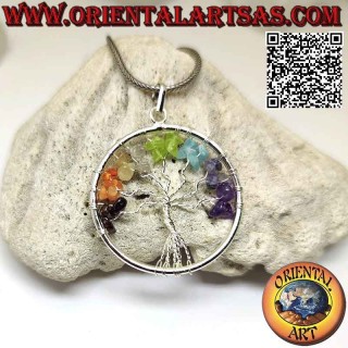 Tree of Life 7 Chakra Stones Pendant - Hypoallergenic | Oriental Art