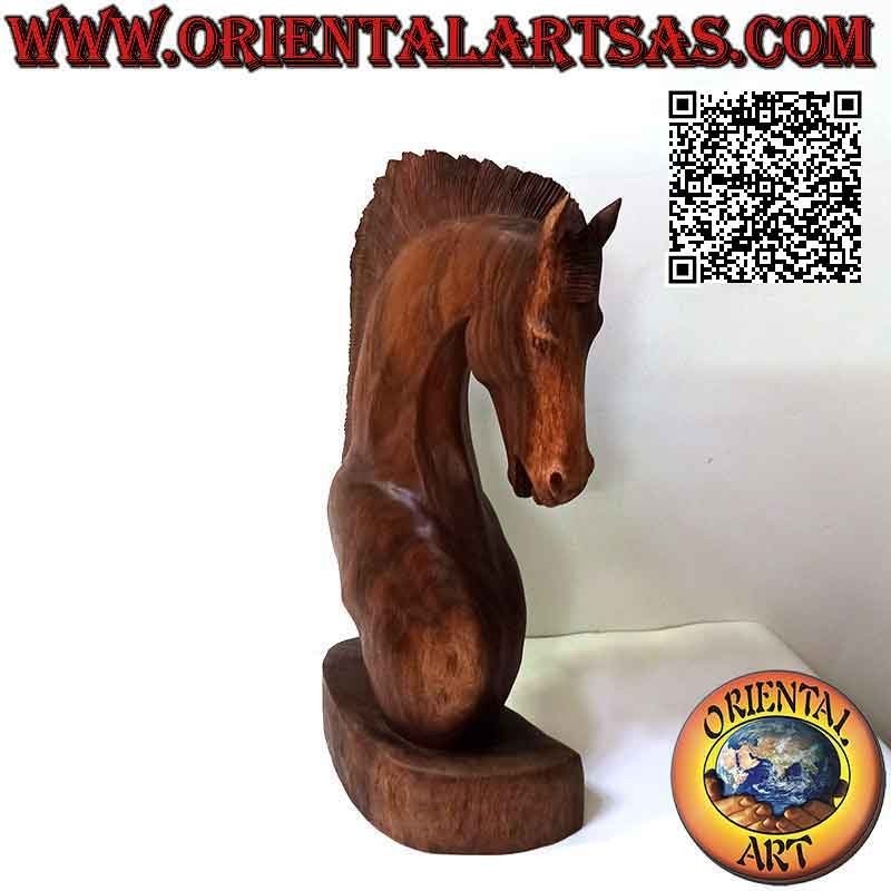 Horse head sculpture in suar wood (hand carved from a single block) of 50 cm