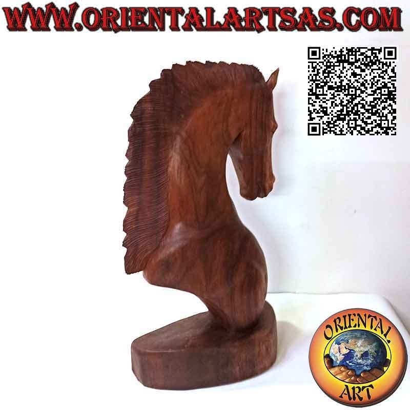 Horse head sculpture in suar wood (hand carved from a single block) of 50 cm
