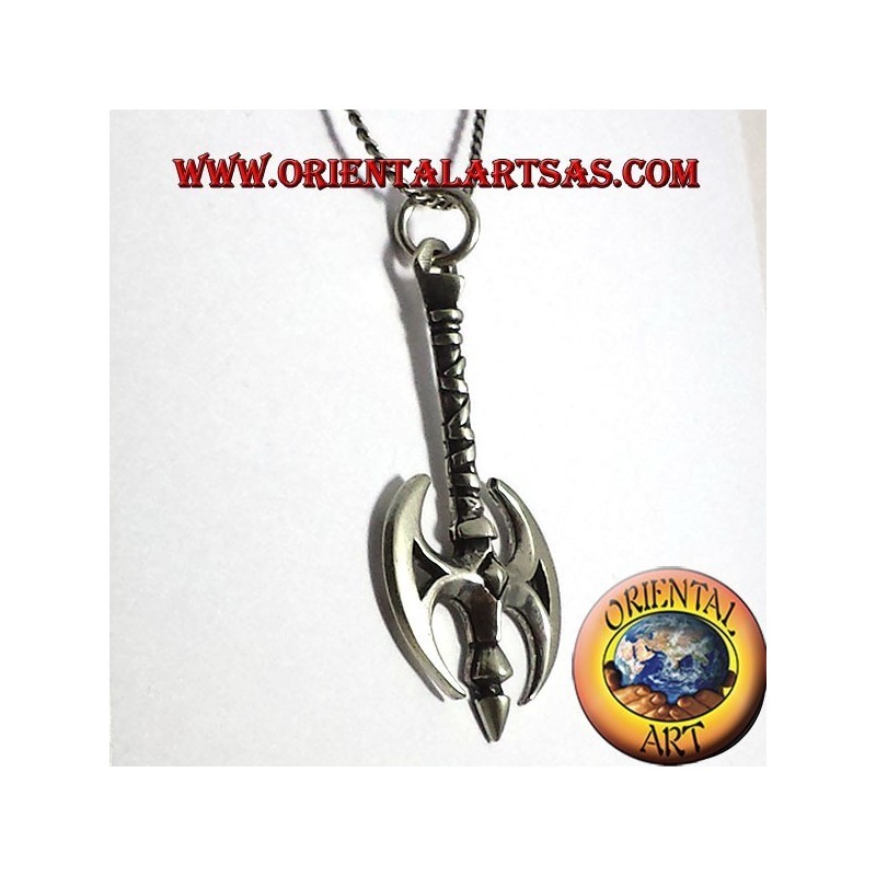 Axe ax pendant with Celtic Dragon Silver