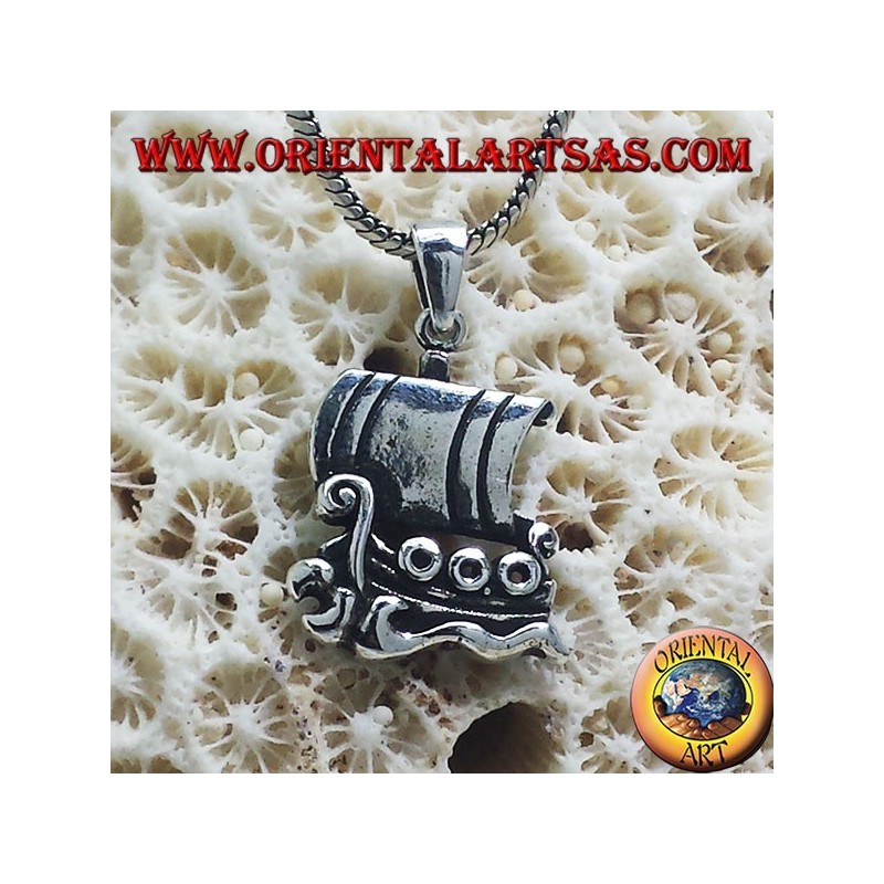 Argent Pendentif, bateau à voile Viking Drakkar