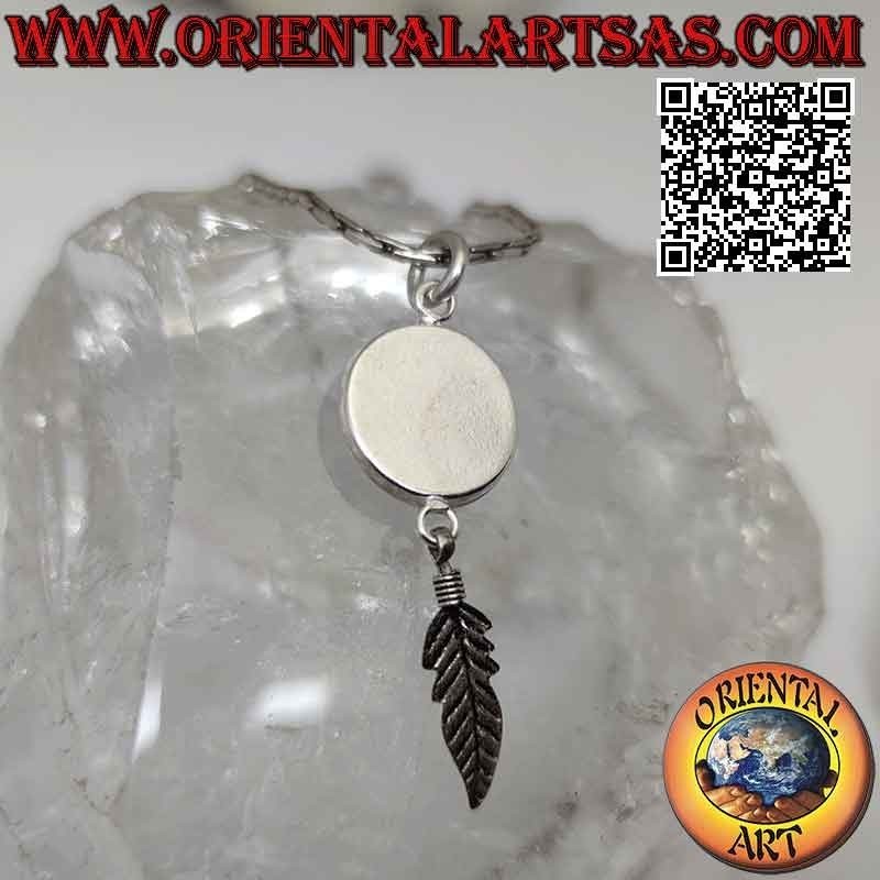 Silver pendant, the eye of Allah (amulet against evil eye and bad luck) with pendant feather