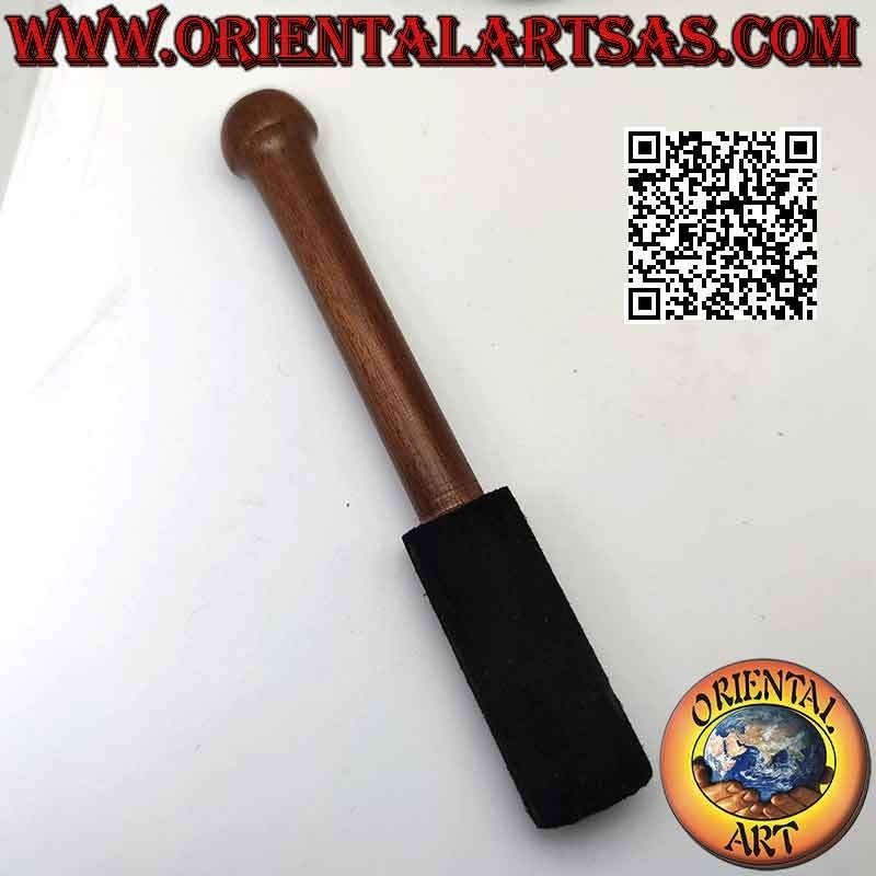 Klopfer für tibetische Glocken aus Holz und schwarzem Wildleder 16 cm x 2,5 cm