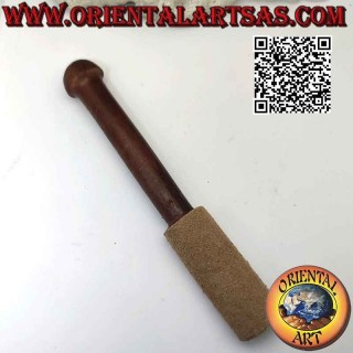 Batacchio per campane tibetane in legno e camoscio cammello da 16 cm  x 2.5 cm