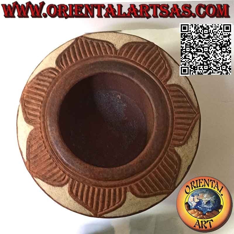 Jarrón tradicional de Lombok con decoración artesanal de flores de terracota y arena (25 cm y 37 cm ø)