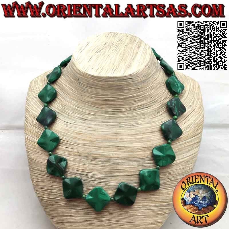 Collar Malaquita Natural Rombos Facetados 50cm | Oriental Art