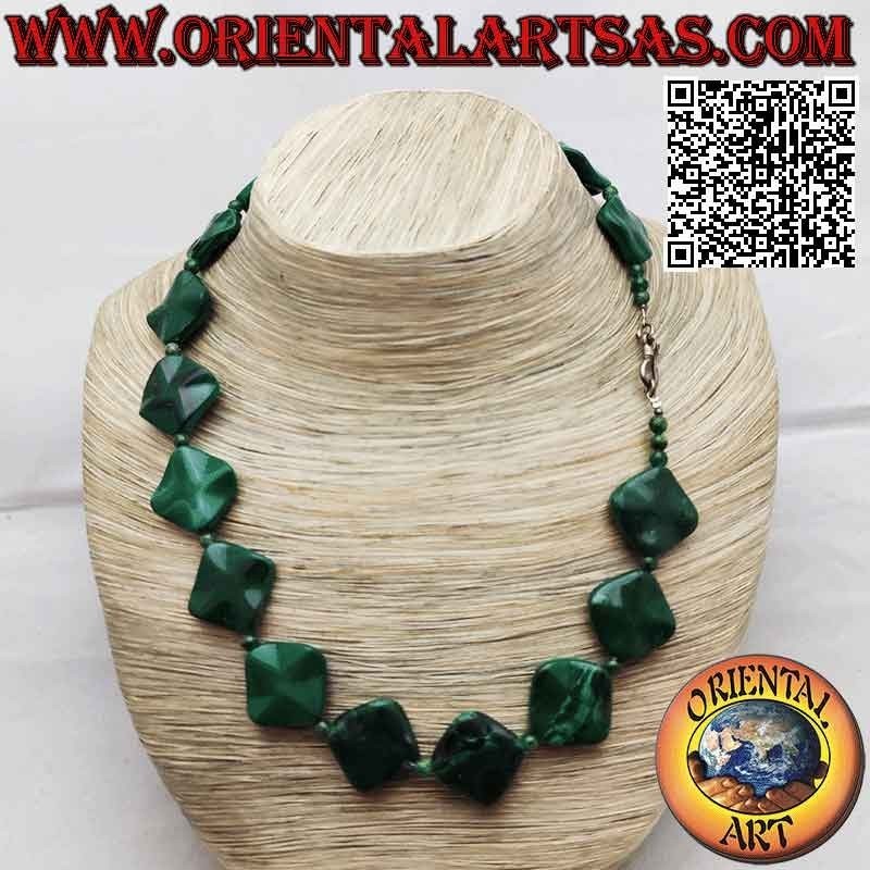 Natur Malachit Kette – Facettierte Rauten 50cm | Oriental Art