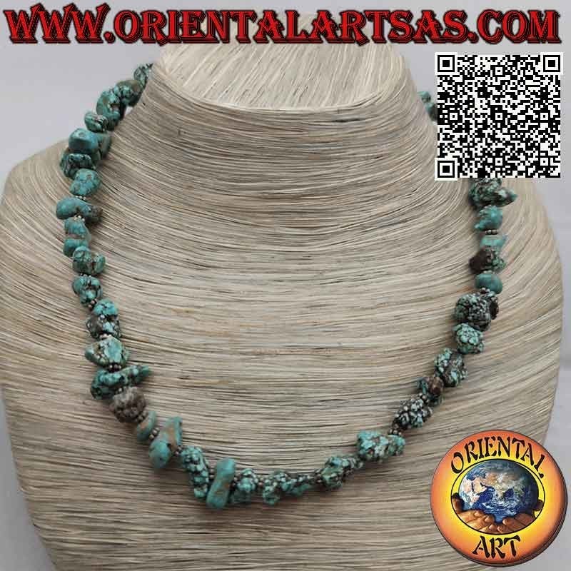Collar Turquesa Tibetana Bruta Natural Plata 48cm | Oriental Art
