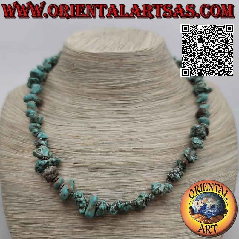 Collar Turquesa Tibetana Bruta Natural Plata 48cm | Oriental Art