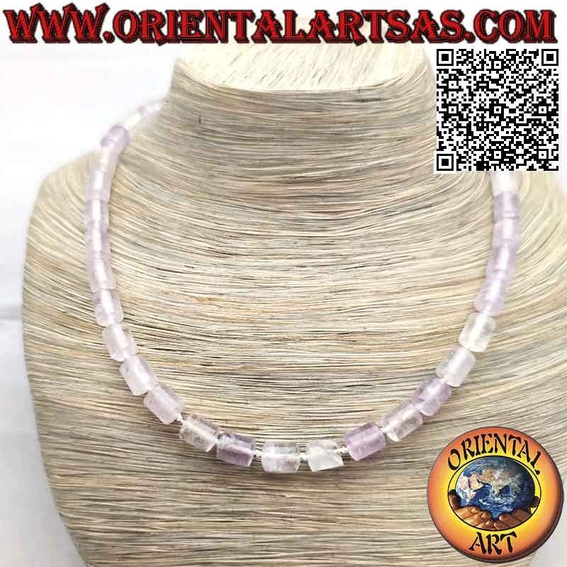 Natural Tumbled Amethyst Cylinder Knotted Necklace, Silver | Oriental Art