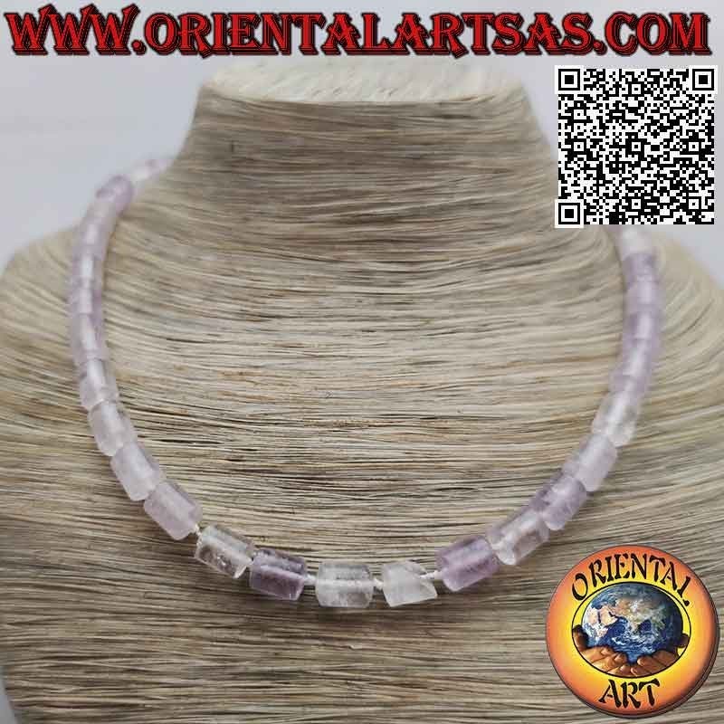 Handgeknüpfte Amethyst Halskette Natur & Silber | Oriental Art