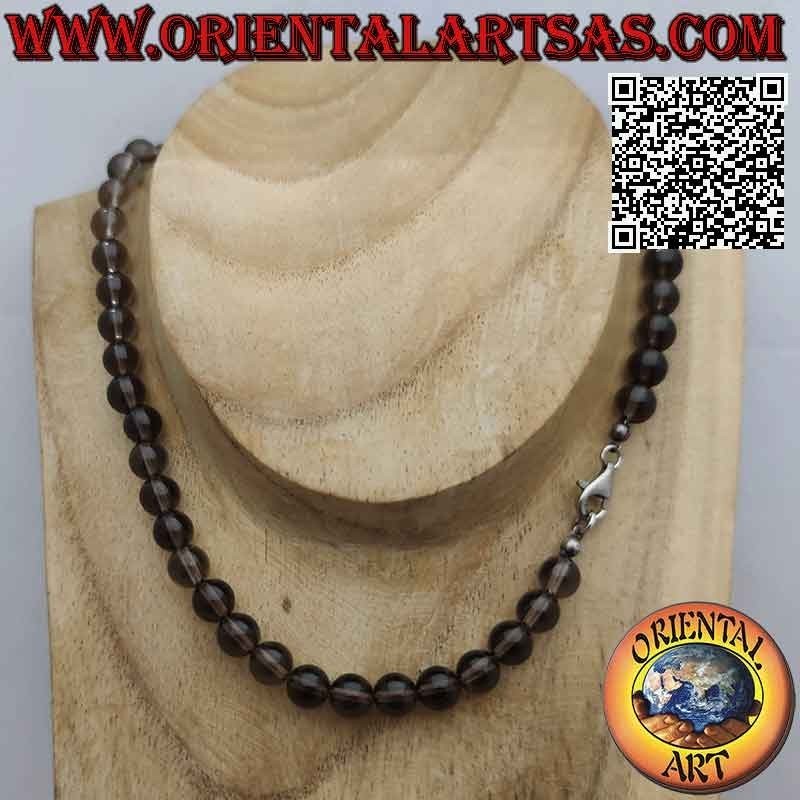 Gargantilla Cuarzo Ahumado Natural 9mm 40cm Plata | Oriental Art