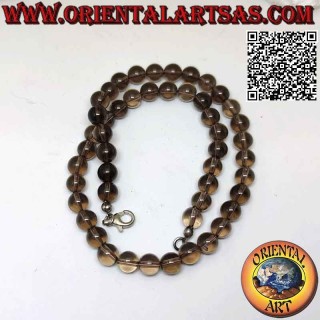 Collana Girogola Quarzo Fumé Naturale 9mm | Argento
