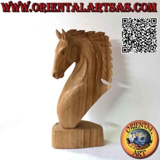 Horse head sculpture in American pine wood 50 cm (clear)