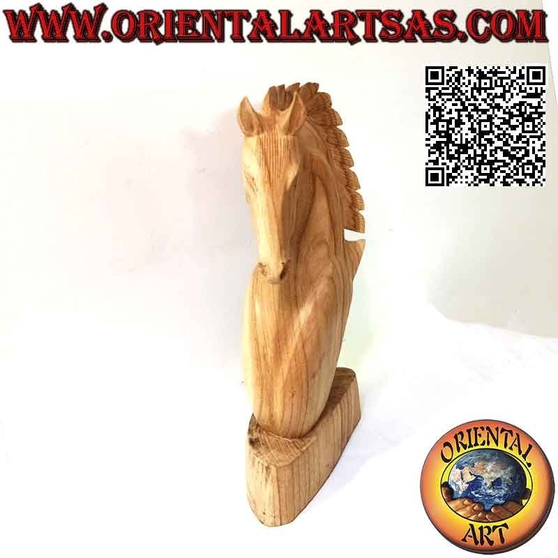 Horse head sculpture in American pine wood 50 cm (clear)