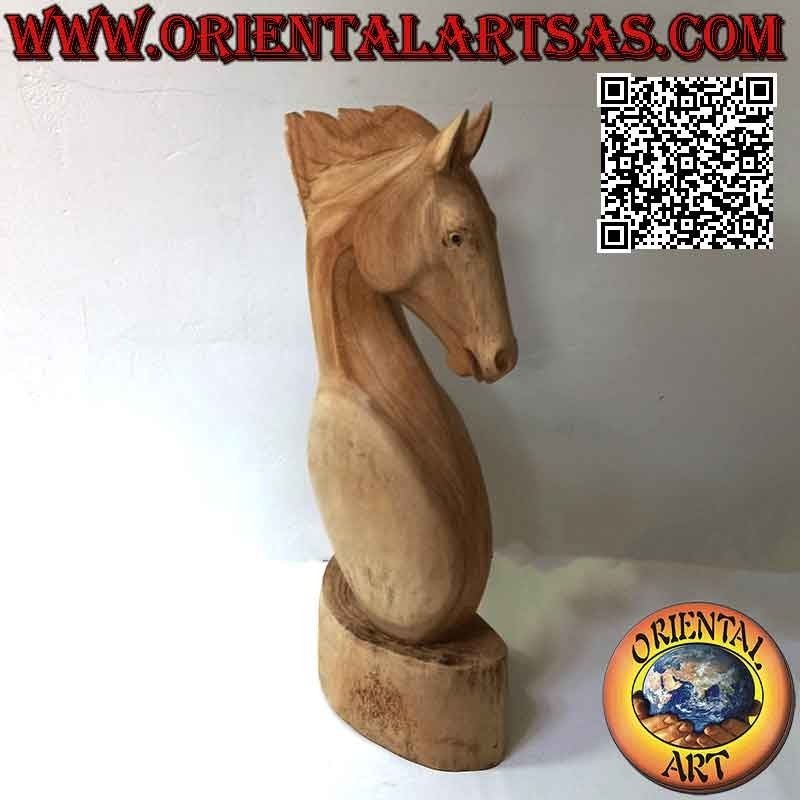 Horse head sculpture in American pine wood 50 cm (clear)