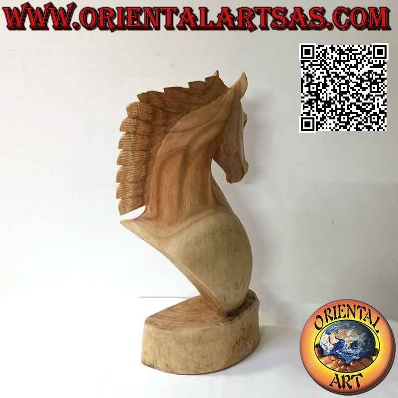 Pferdekopfskulptur aus amerikanischem Kiefernholz 50 cm (klar)
