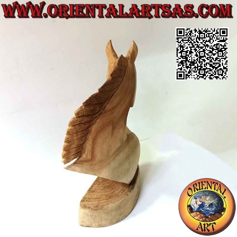 Scultura testa di cavallo in legno di pino americano da 50 cm (chiara)