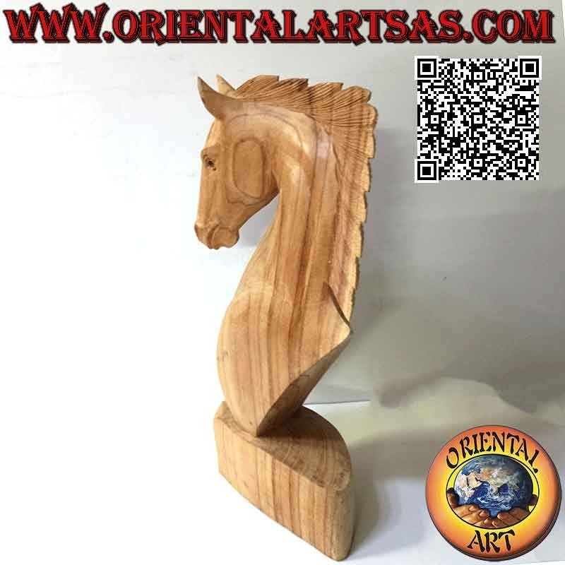 Pferdekopfskulptur aus amerikanischem Kiefernholz 50 cm (klar)