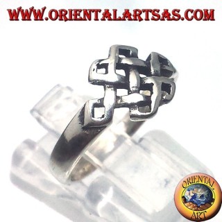 Silver ring, Tibetan infinite Srivatsa