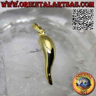 Ciondolo in argento a cornetto "portafortuna" in argento placcato oro da 22 mm