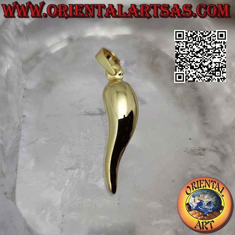 Pendentif corne "porte-bonheur" argenté en argent plaqué or 22 mm