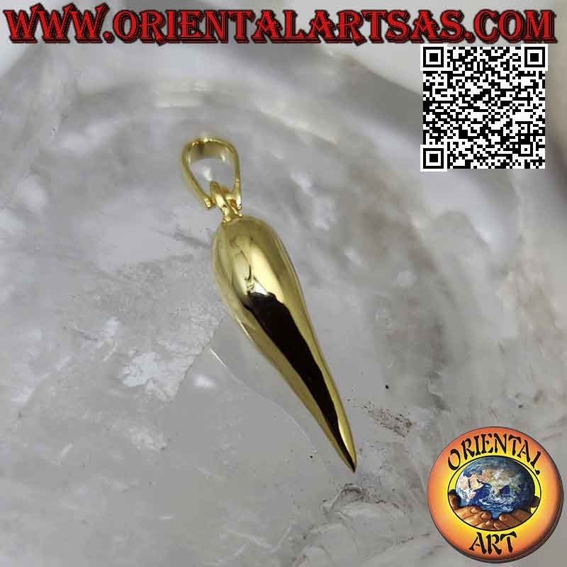 Pendentif corne "porte-bonheur" argenté en argent plaqué or 22 mm