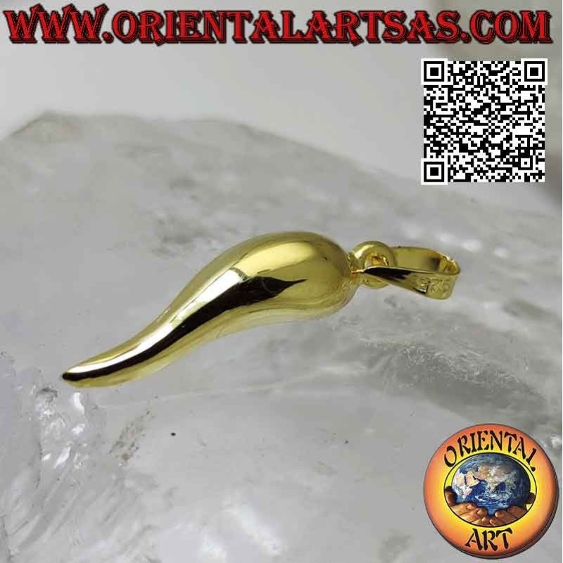 Silver "lucky charm" horn pendant in 22 mm gold plated silver
