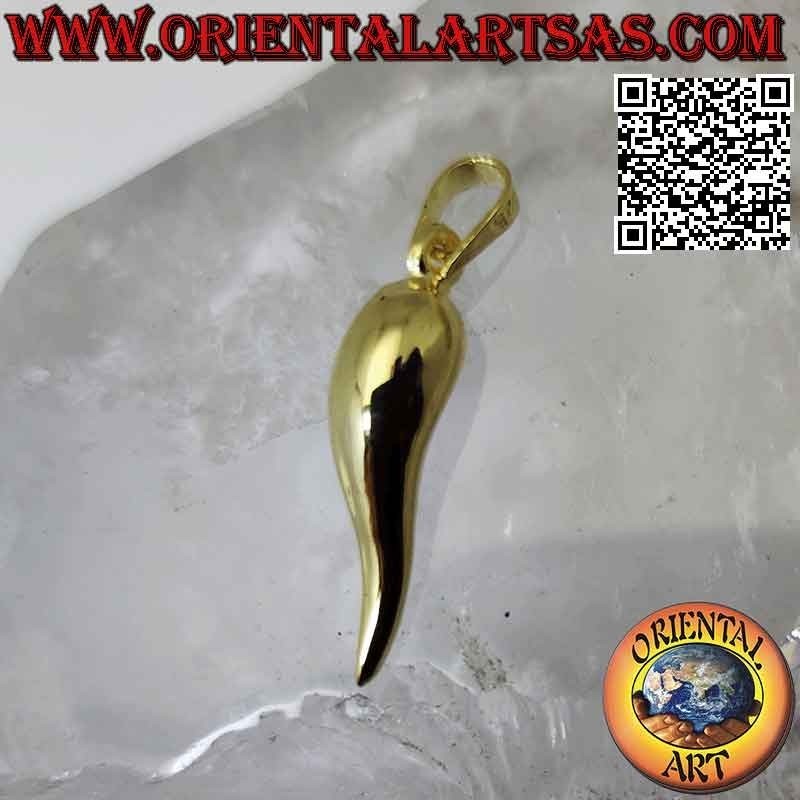 Ciondolo in argento a cornetto "portafortuna" in argento placcato oro da 22 mm