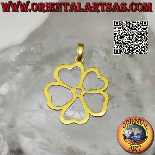 Colgante de plata, pentafoglio "amuleto de la suerte" chapado en oro (flor de la suerte infinita)