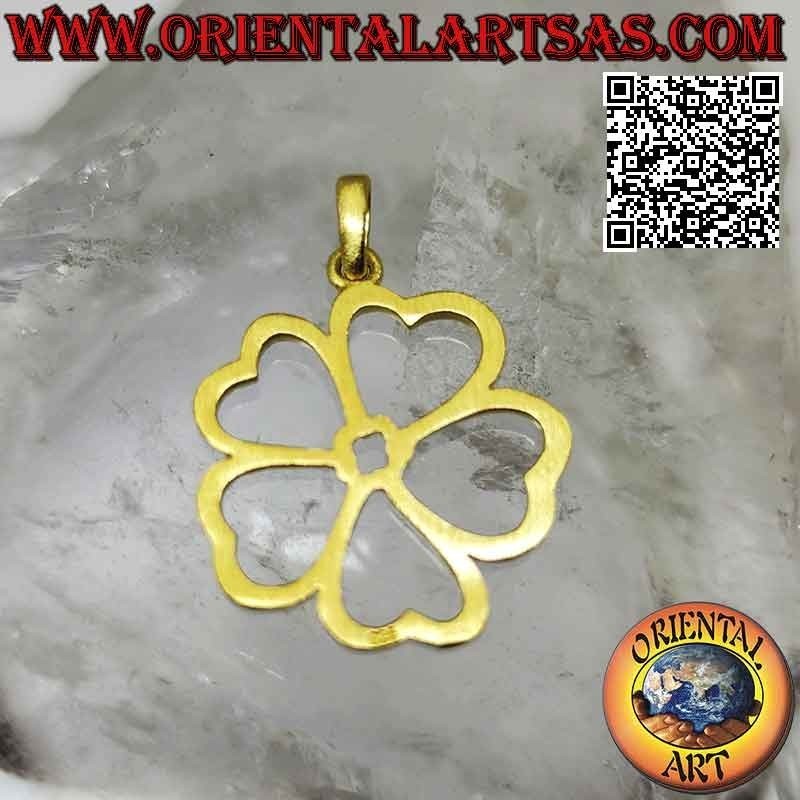 Silver pendant, gold-plated "lucky charm" pentafoglio (flower of infinite luck)