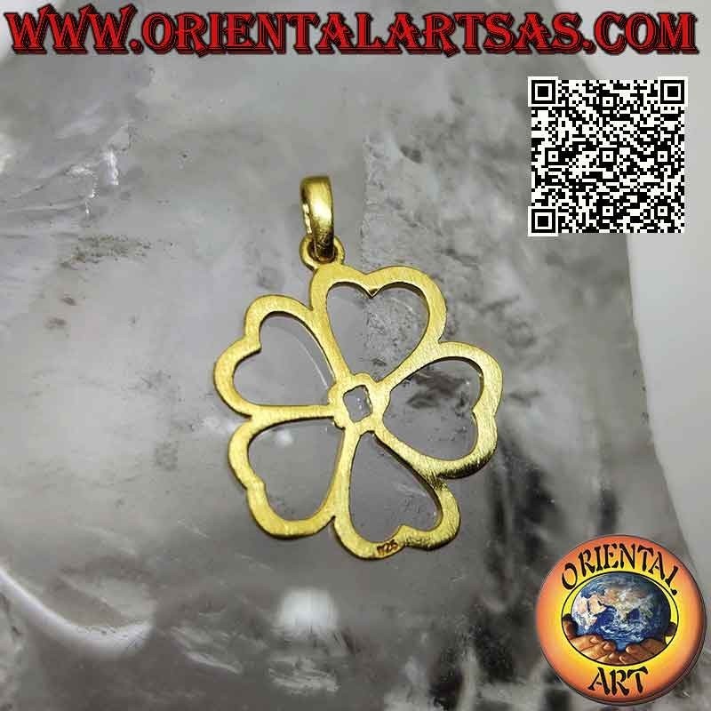 Silver pendant, gold-plated "lucky charm" pentafoglio (flower of infinite luck)
