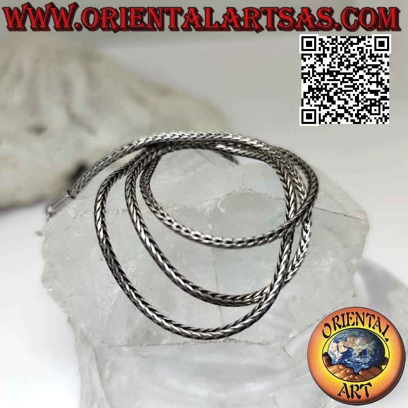 Collier chaîne serpent indonésien en argent 925‰ avec fermoir lisse 42 cm x 2 mm